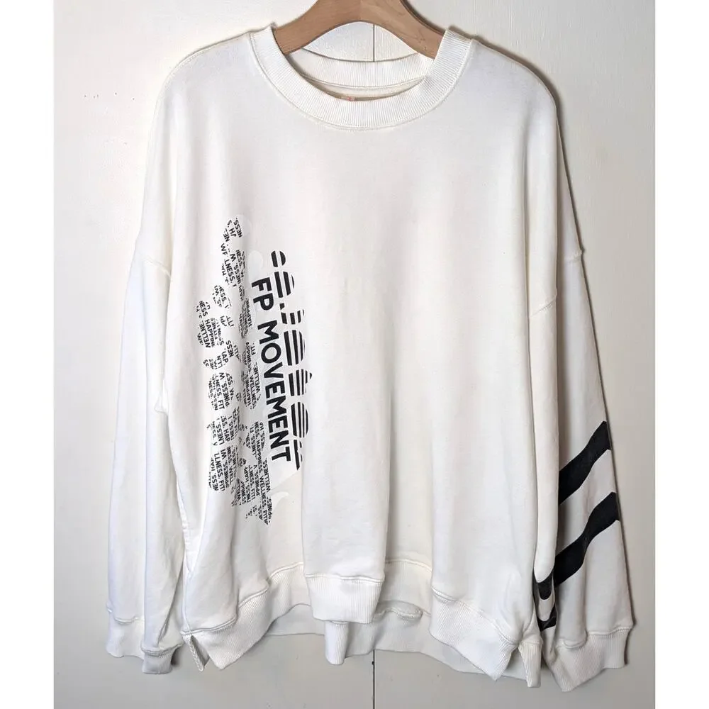 Free People All Star Buti Logo Ivory Pullover Large